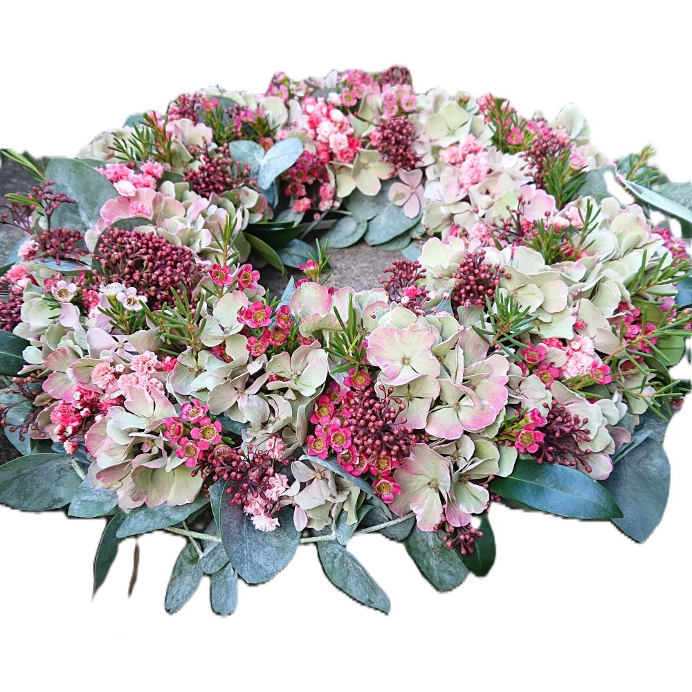 Trauerfloristik - Das Kränzchen mit gemischten Saison-Blumen – Bild 3