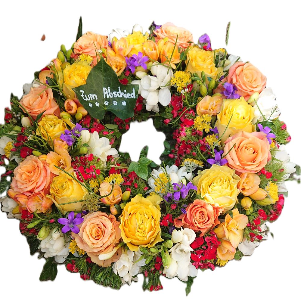 Trauerfloristik - Der wunderschön gestaltete Blütenkranz mit Rosen – Bild 3