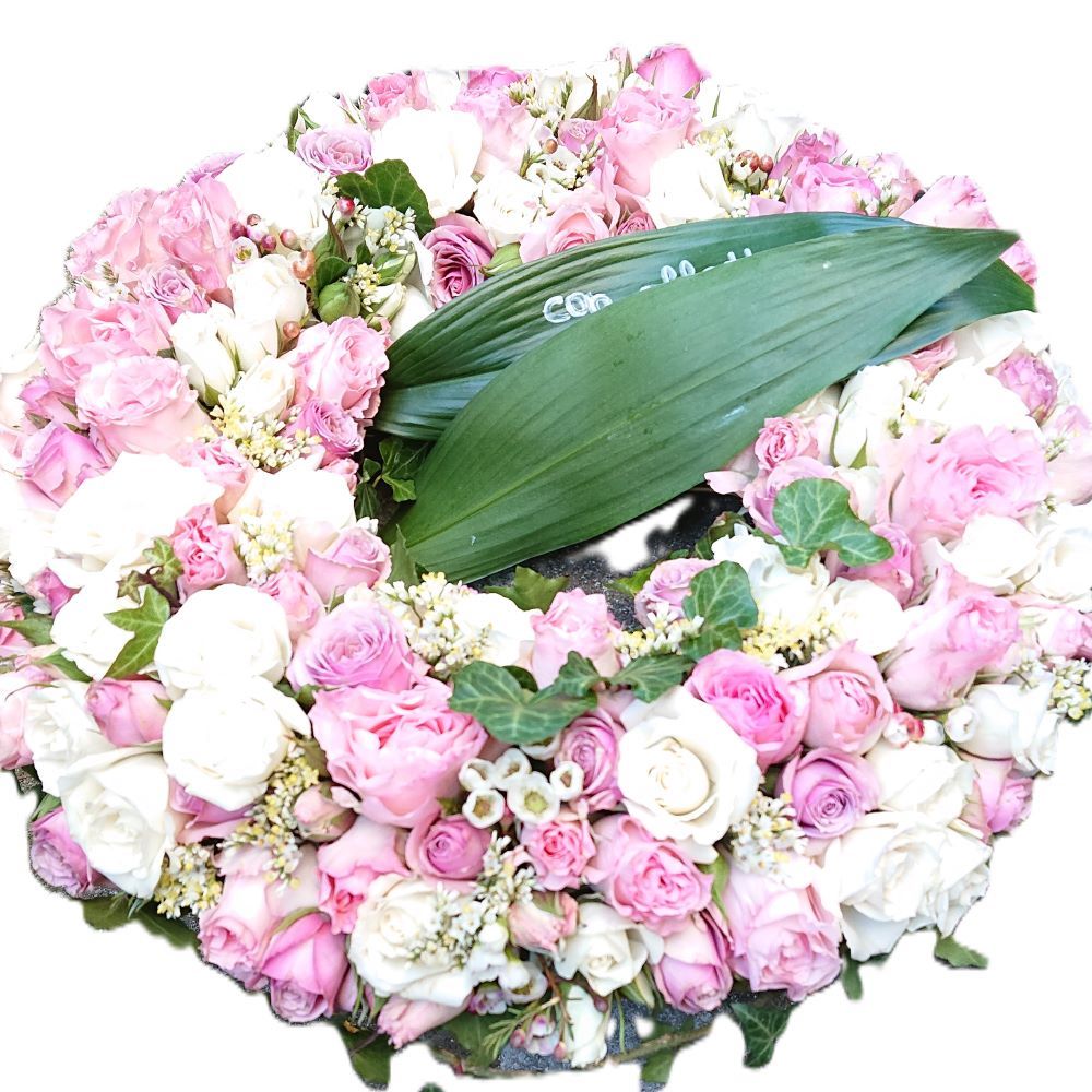 Trauerfloristik - Der wunderschön gestaltete Blütenkranz mit Rosen