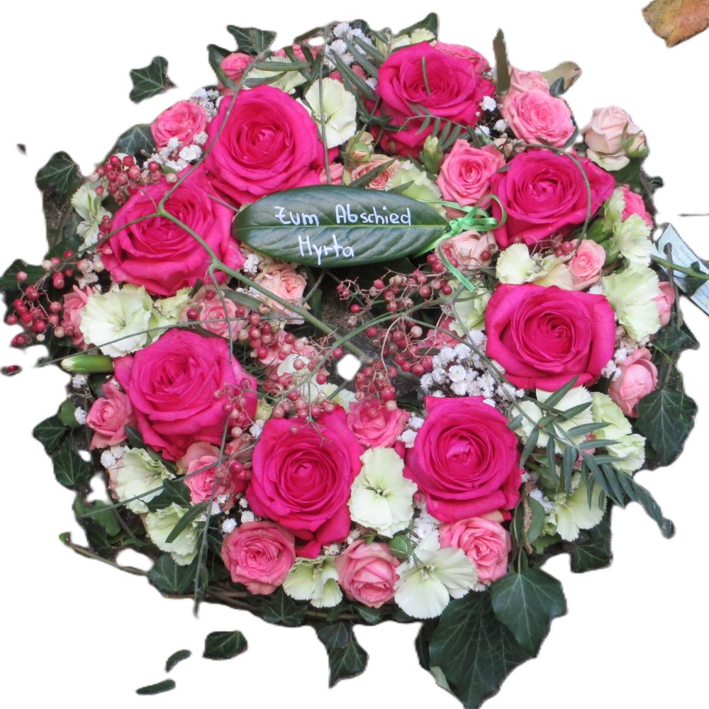 Trauerfloristik - Der wunderschön gestaltete Blütenkranz mit Rosen – Bild 2